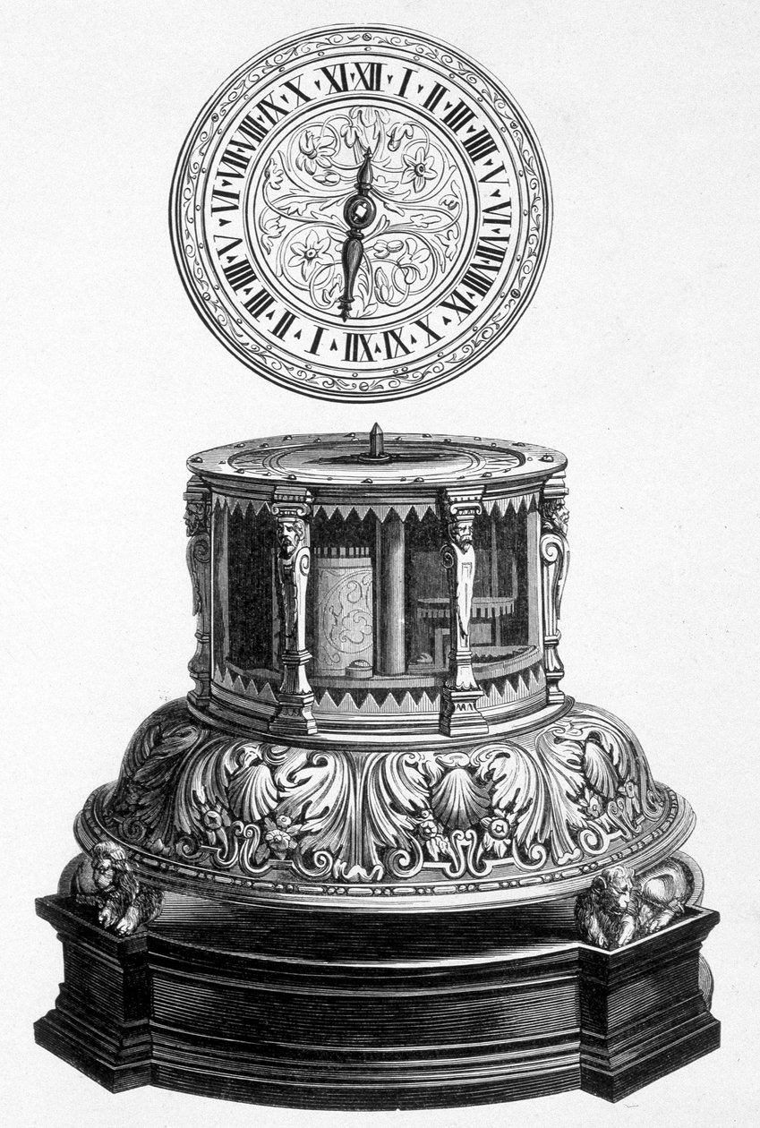 Kabinetklok uit de Valois-periode - gravure door Unknown artist