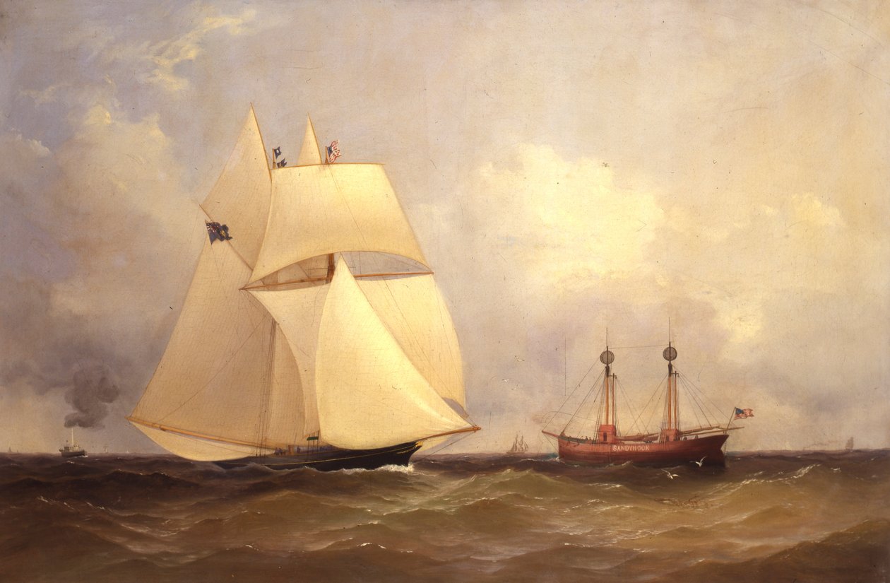 Cambria passeert Sandy Hook na Transatlantische race, 1870 door Unknown