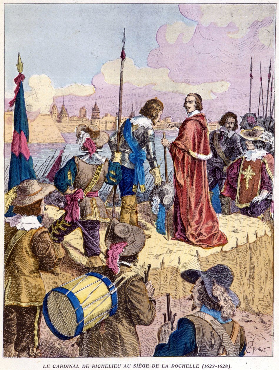 Kardinaal Richelieu bij het Beleg van La Rochelle (1627 - 1628) door Unknown artist