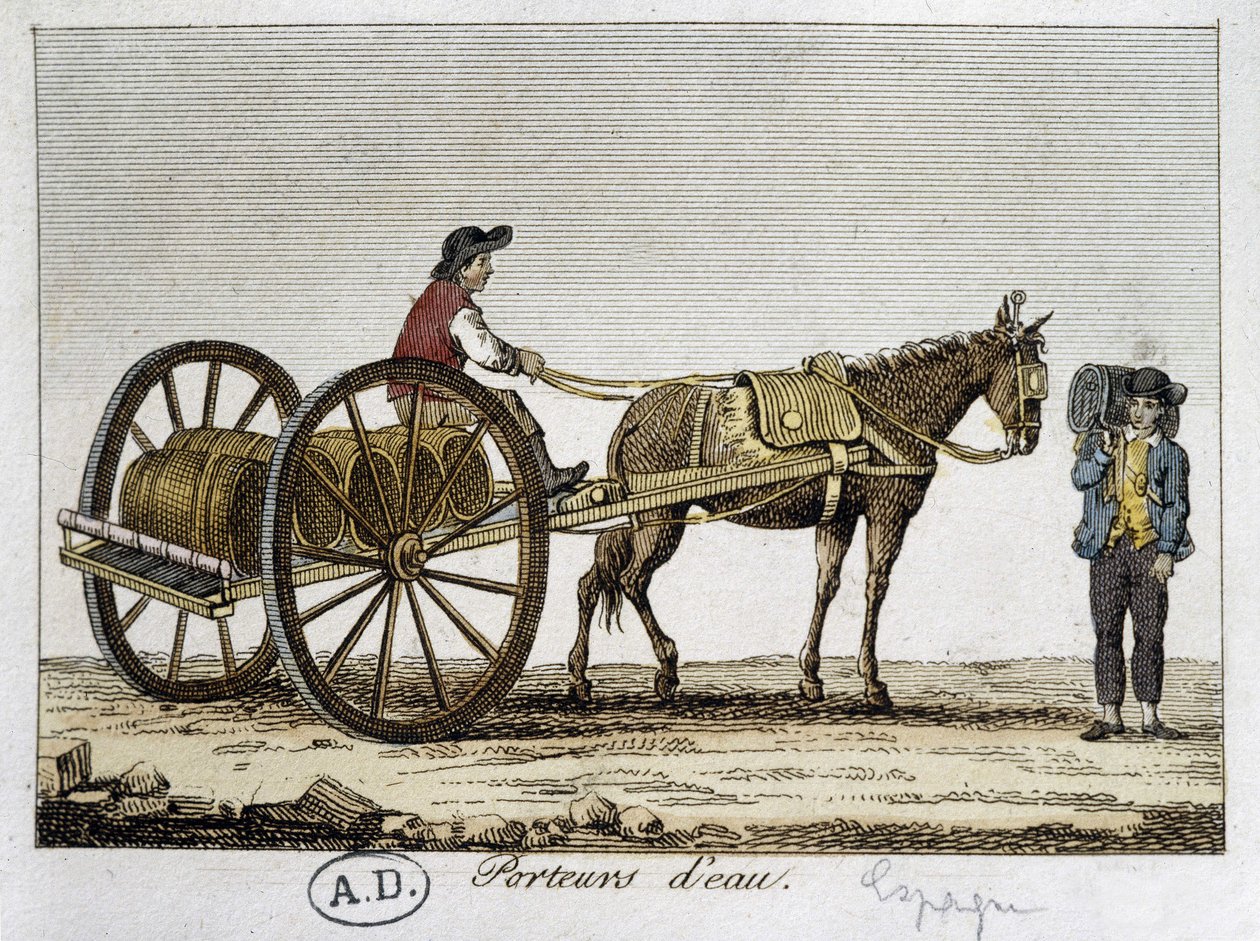 Kar en waterdrager in Spanje - 19e eeuw door Unknown artist