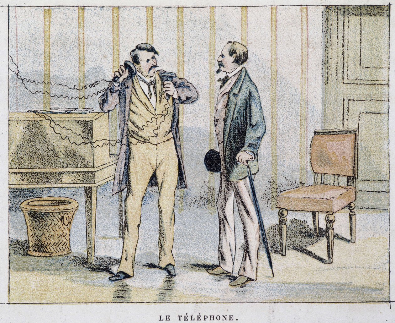 Cartoon over de telefoon door Unknown artist
