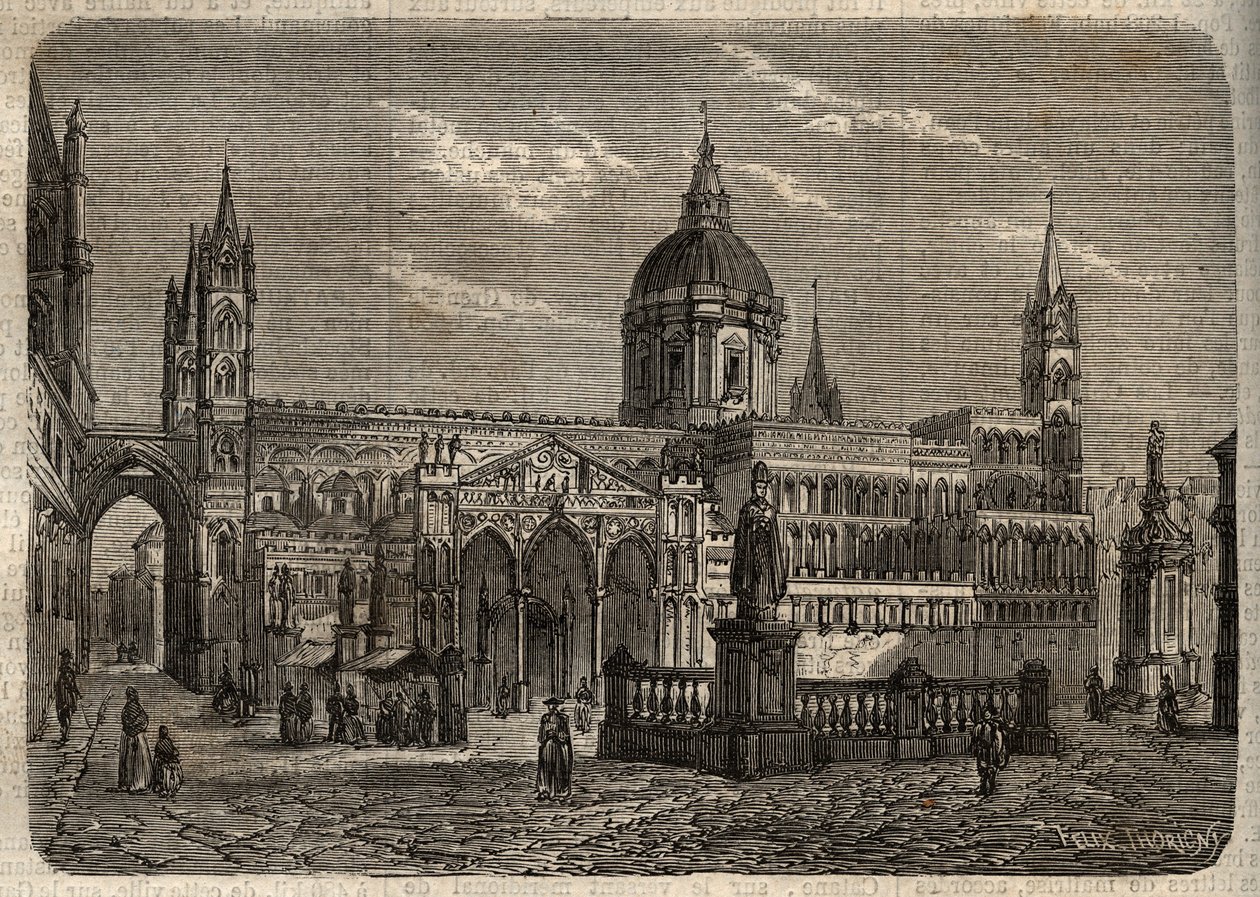 Kathedraal van Palermo - gravure in 