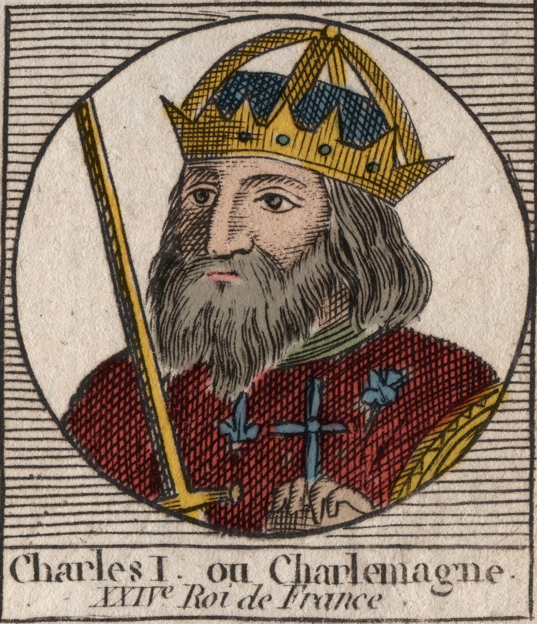 Karel de Grote (Carolus Magnus, Charles the Great) (747-814) koning van de Franken en christelijke keizer van het Westen (gravure uit 