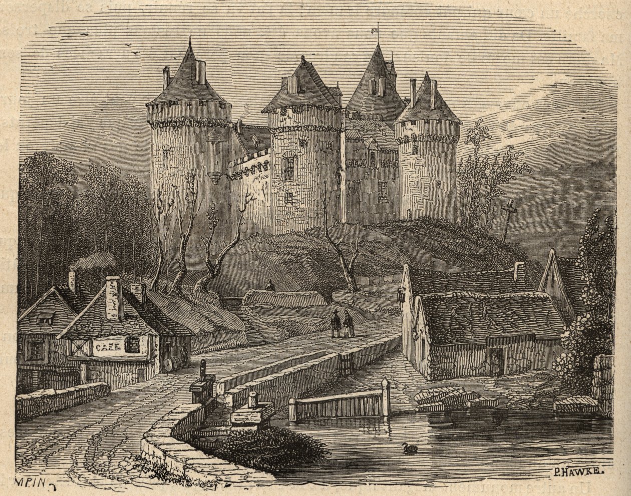 Kasteel van Combourg - Ille-et-Vilaine Bretagne - gravure in 