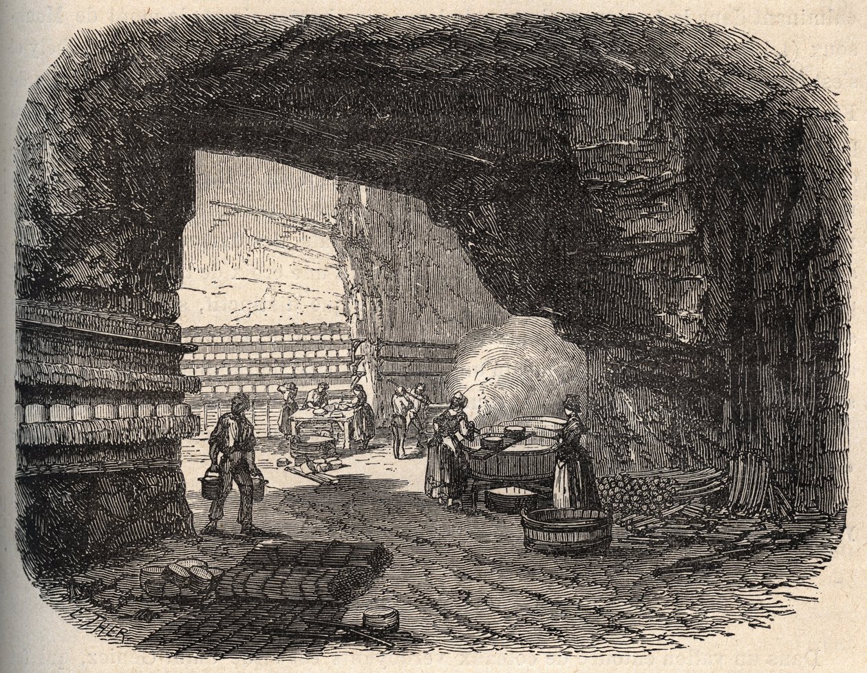 Kazen - roquefortkelders - gravure in 