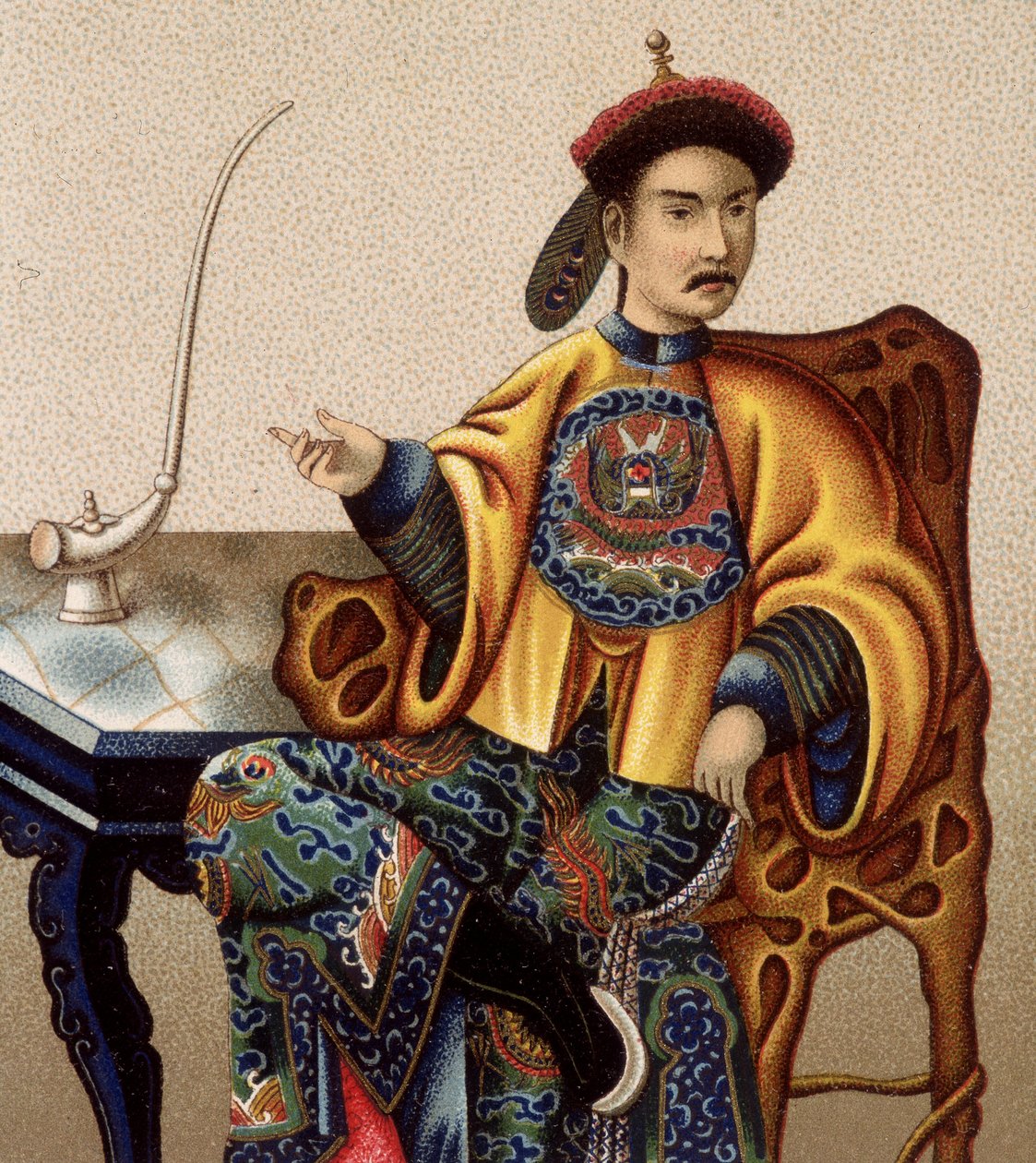 Chinese aristocraat zittend opium rokend - 19e eeuw door Unknown artist
