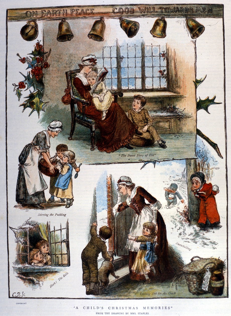 Kerstherinneringen, Gravure door Unknown artist