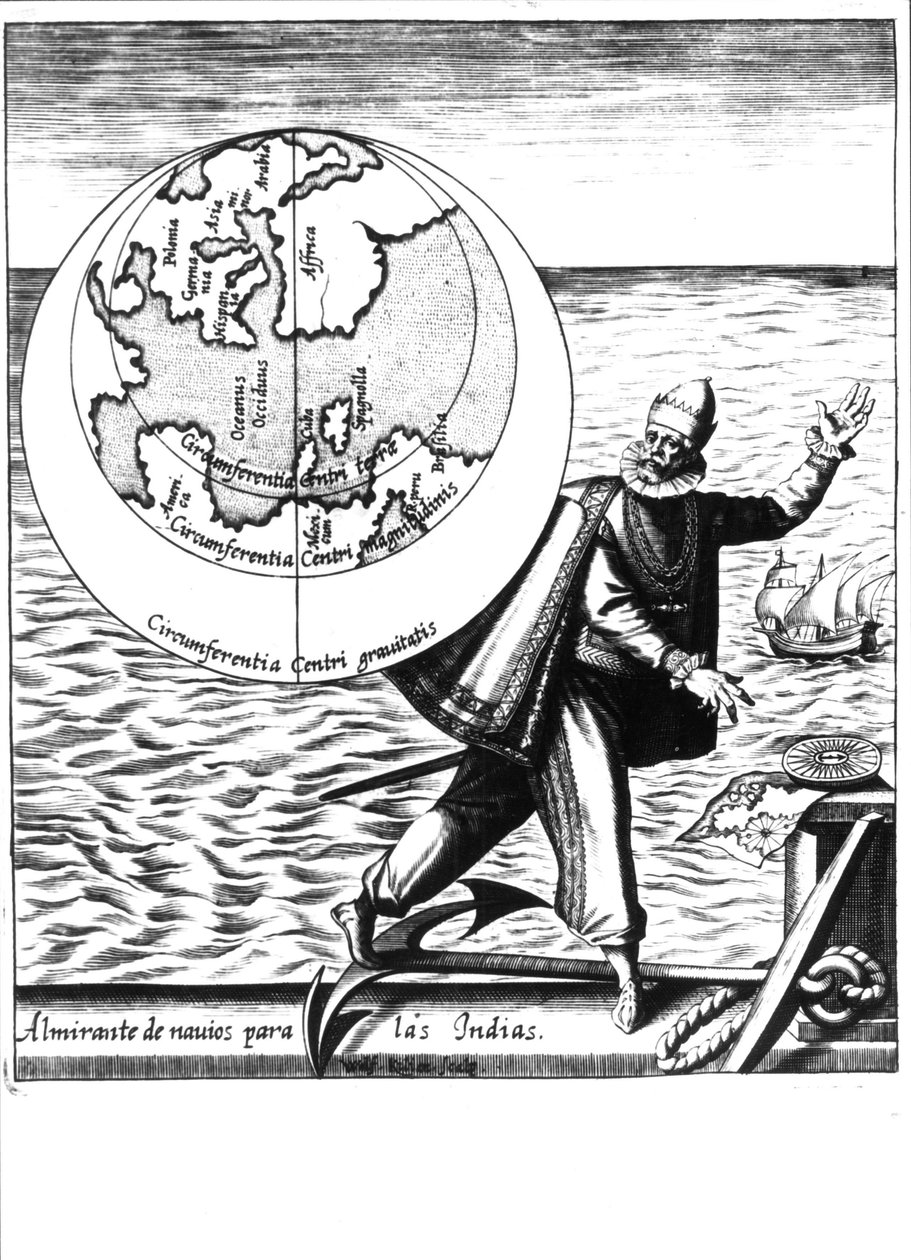 Christoffel Columbus in "Nova Tipus Transacto Navigatio Novi Orbi" door Philoponus Honorius door Unknown artist