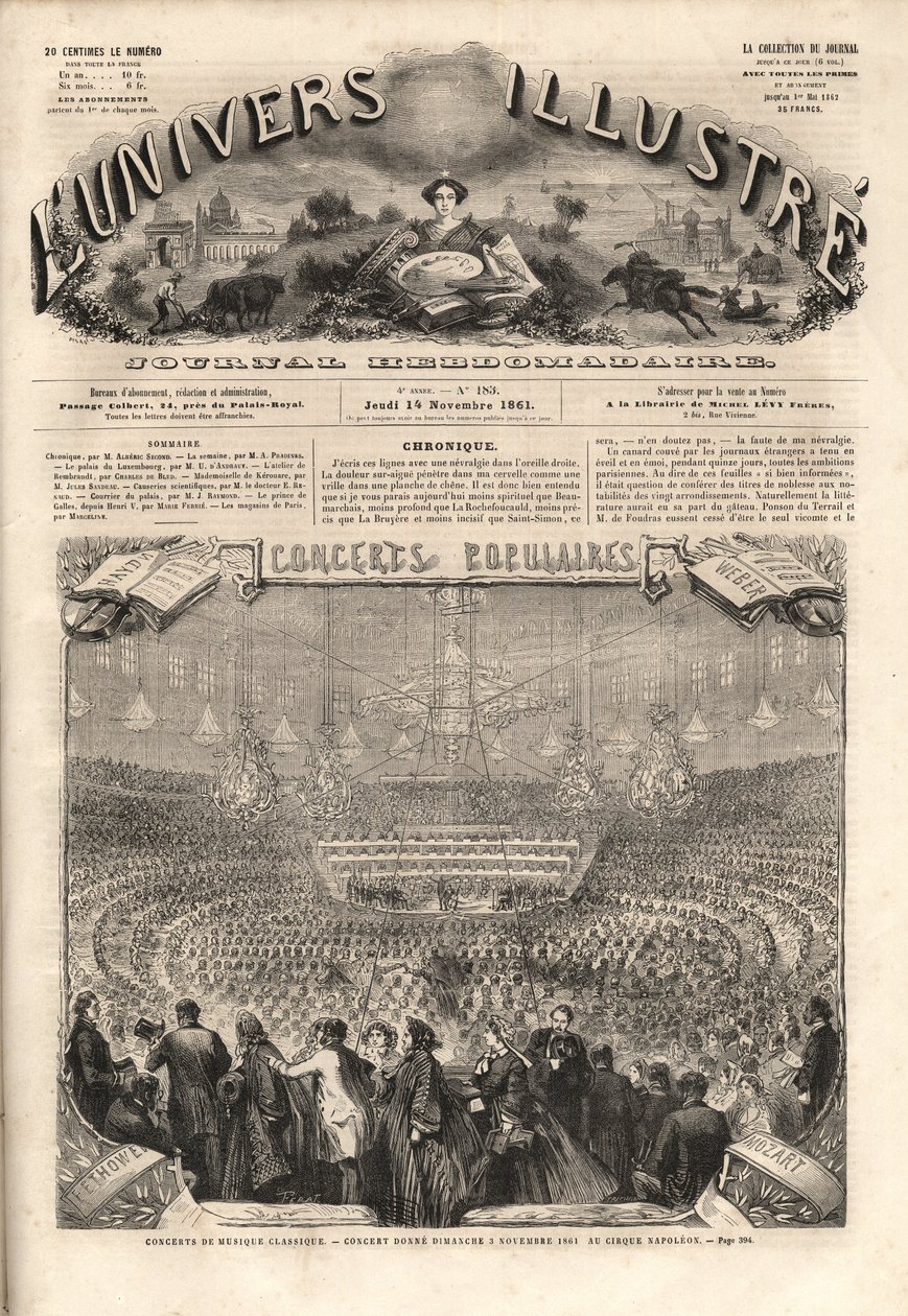 Cirque Napoleon (huidige wintercircus, rue Amelot, Parijs) - Klassiek muziekconcert op zondag 3 november door Unknown artist