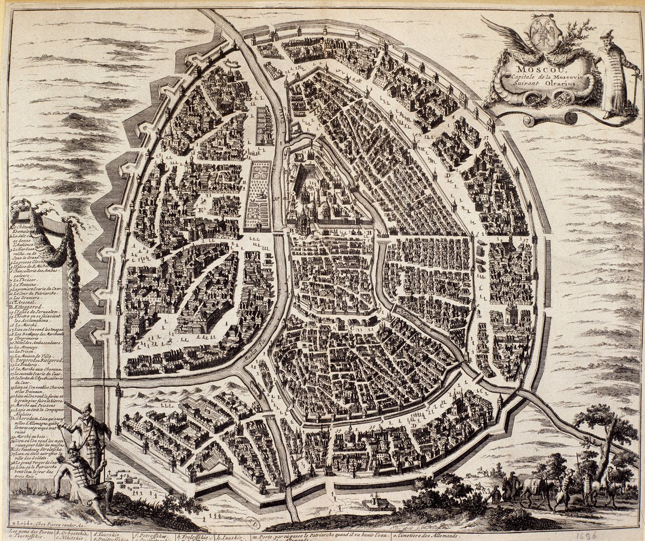 Stadskaart van Moskou in de 17e eeuw. door Unknown artist