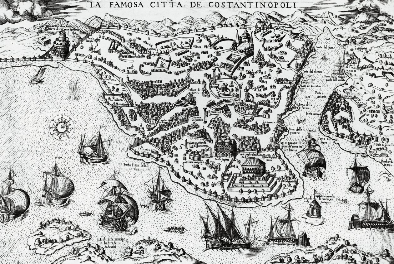 Stad Constantinopel, gravure door Unknown artist