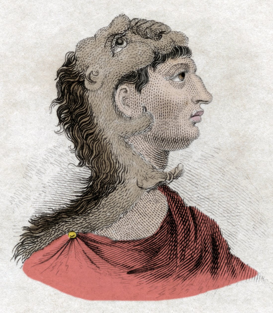 Beschaving van de oudheid: Portret van koning Philip II van Macedonië (382-336 v.Chr.), vader van Alexander de Grote. Gravure uit de 19e eeuw door Unknown artist