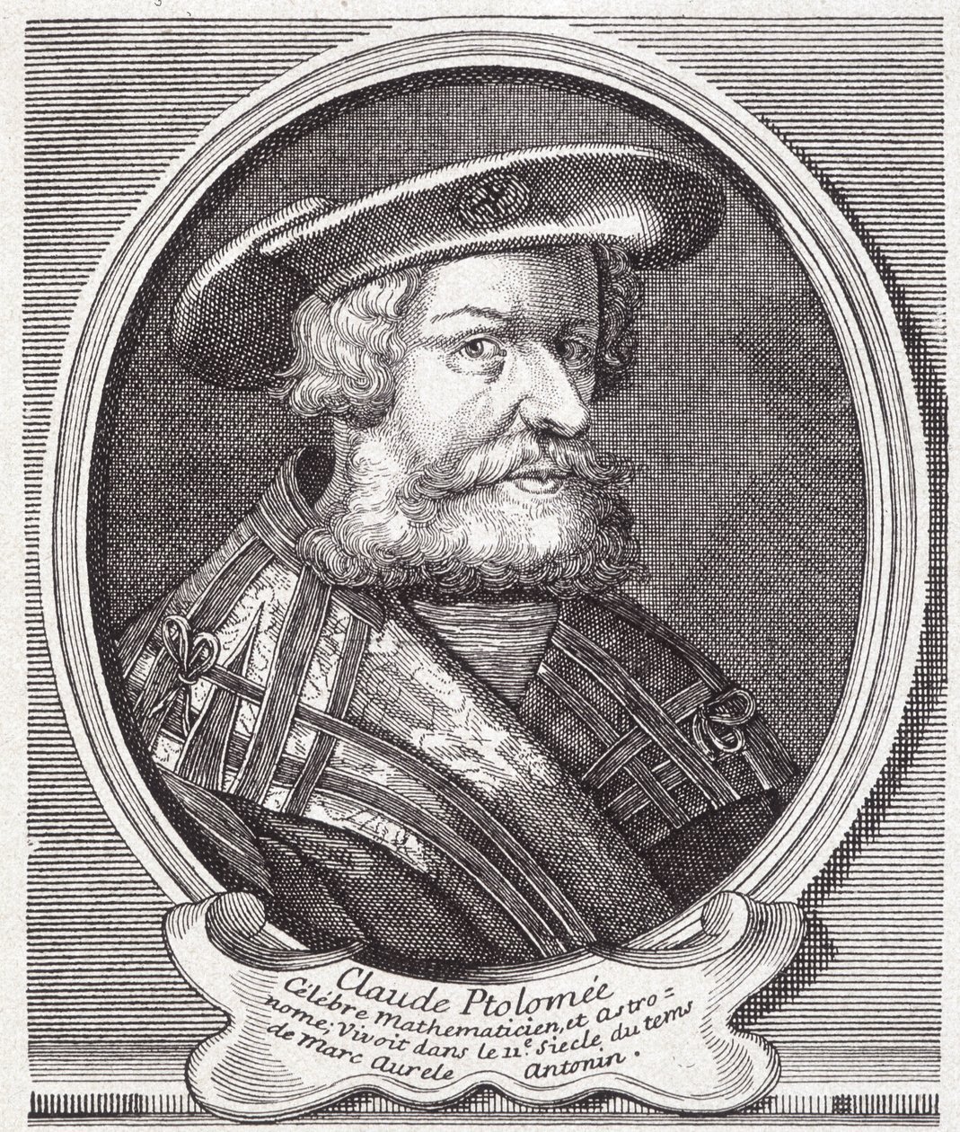 Claudius Ptolemaeus (ca. 90 - ca. 168), Griekse astronoom, wiskundige en geograaf. Gravure uit de 19e eeuw door Unknown artist