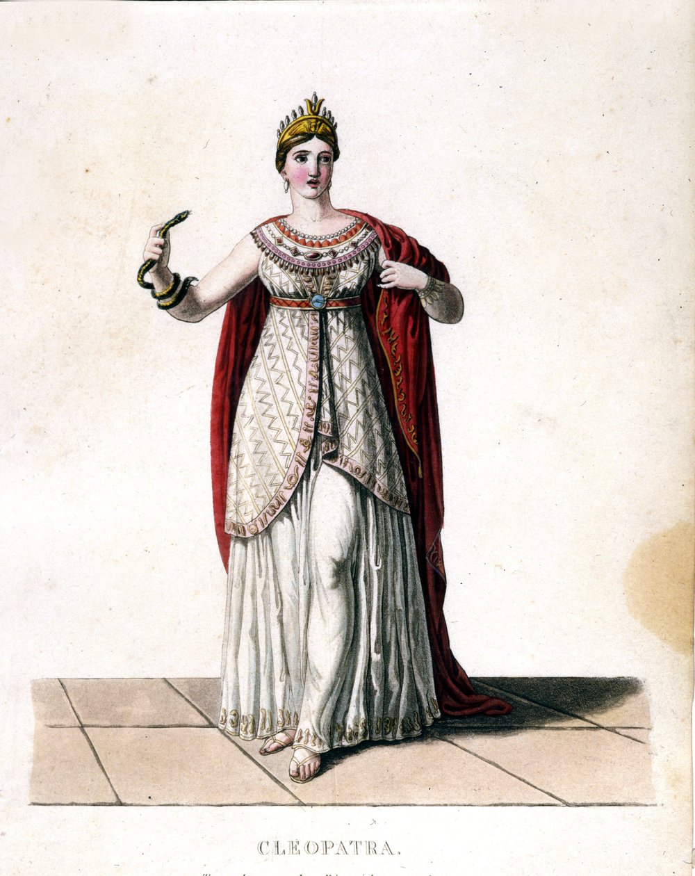 Cleopatra (-69 - -30) met een slang. door Unknown artist