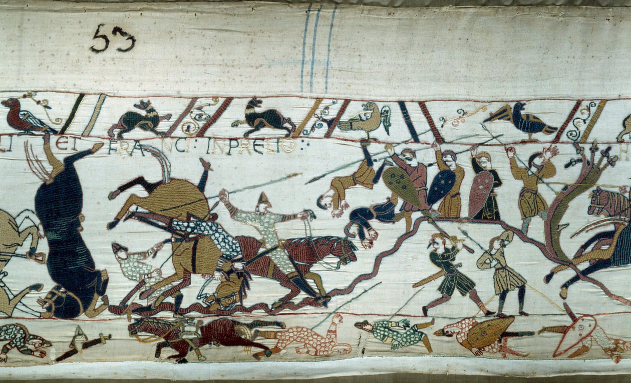 Verovering van Engeland door de hertog van Normandië Willem de Veroveraar (1027-1087) in 1066: De slag bij Hastings (detail) door Unknown artist