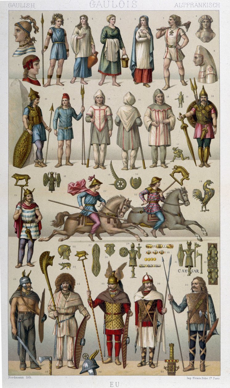 Kostuums, harnassen en wapens van de Galliërs en hun krijgers door Unknown artist