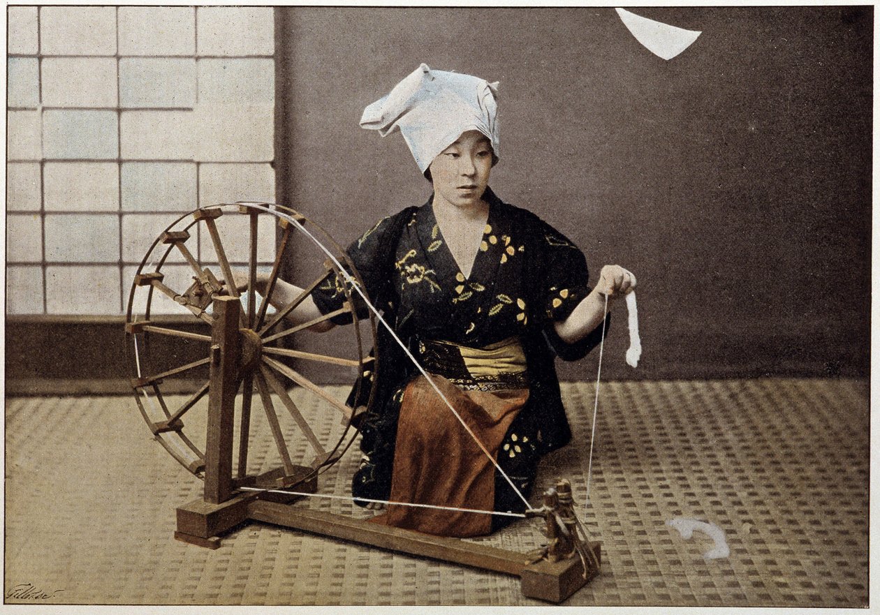 Katoenspinnerij in Japan, eind 19e eeuw door Unknown artist