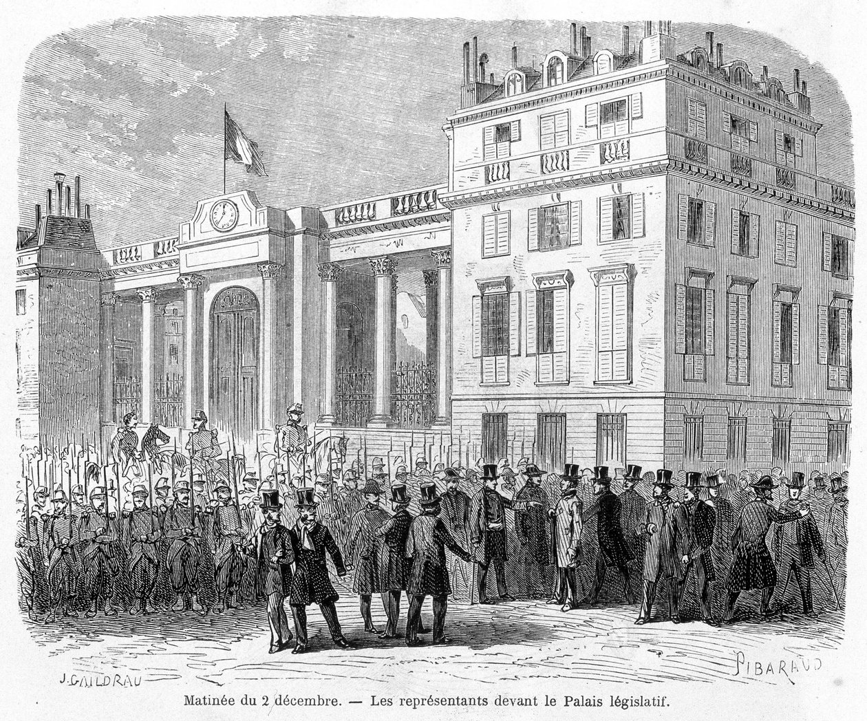 Staatsgreep: arrestatie van afgevaardigden in het stadhuis van het 10e arrondissement van Parijs op 2 december 1851. door Unknown artist