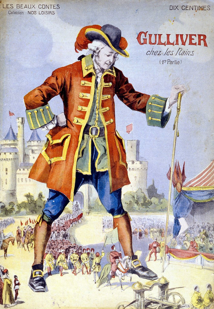 Omslag van "Gulliver bij de dwergen (Lilliputiens)", 19e eeuwse illustratie door Unknown artist