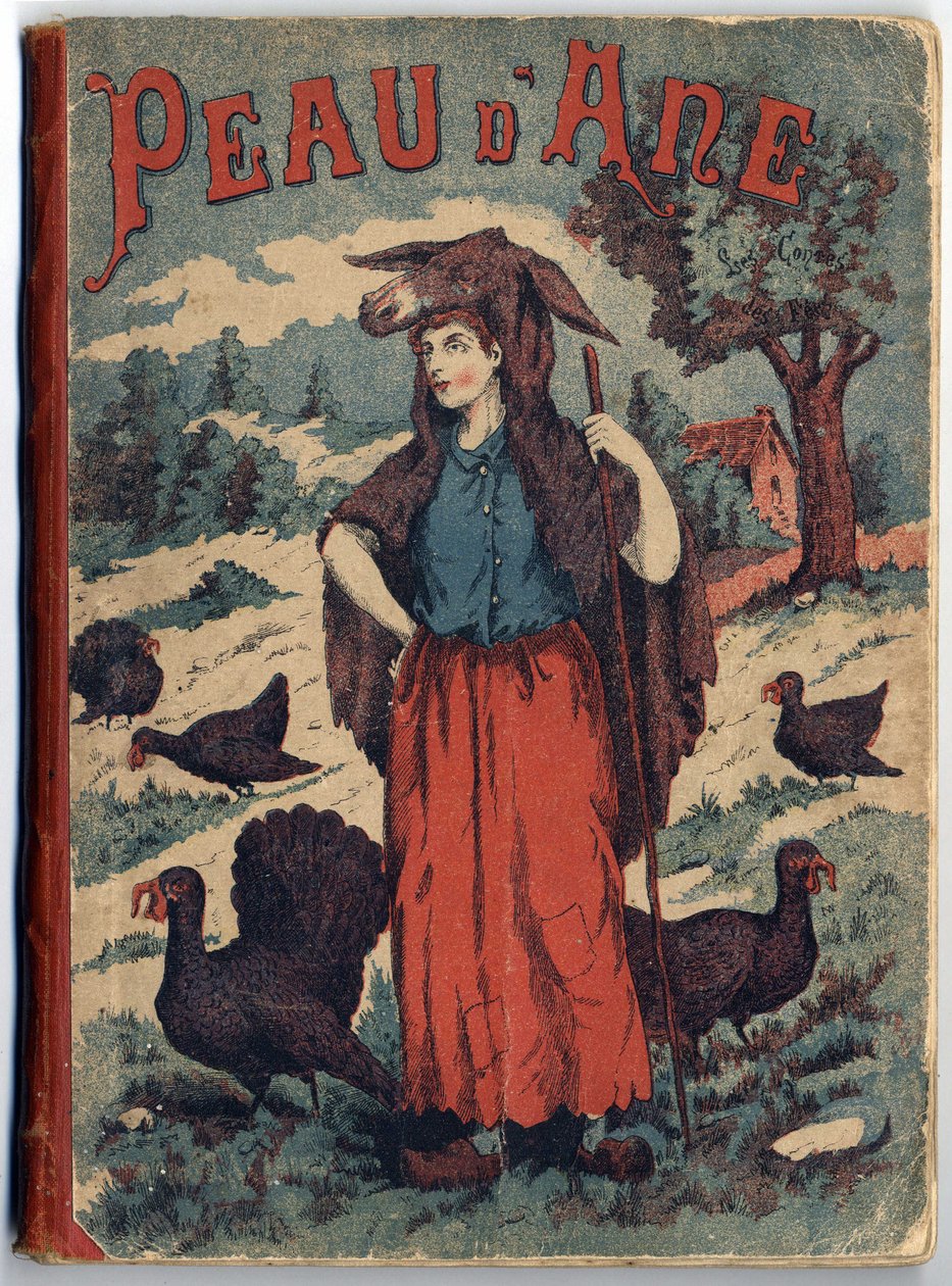 Omslag van het boek "Ezelsvel" door Charles Perrault (1628-1703), Franse schrijver. Anonieme illustratie. Beeld Marcel Vagne, Jarville Nancy, ongedateerd (eind 19e eeuw). door Unknown artist