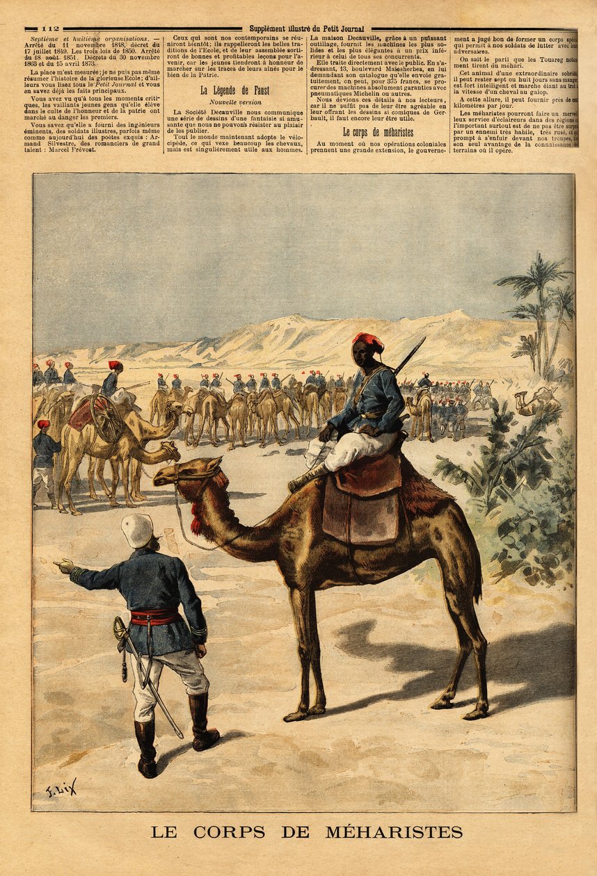 Oprichting van een speciaal korps van Meharisten voor de Franse verovering van Soedan, om te vechten tegen de Toeareg door Unknown artist