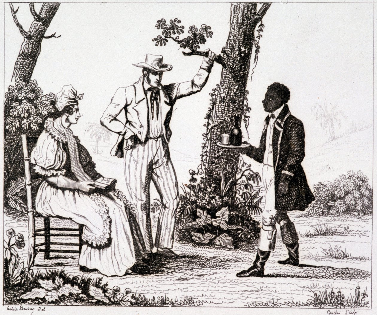 Creool van Martinique (zwarte dienaar en een paar blanken) - in "Pittoresk Frankrijk", T.III door Unknown artist