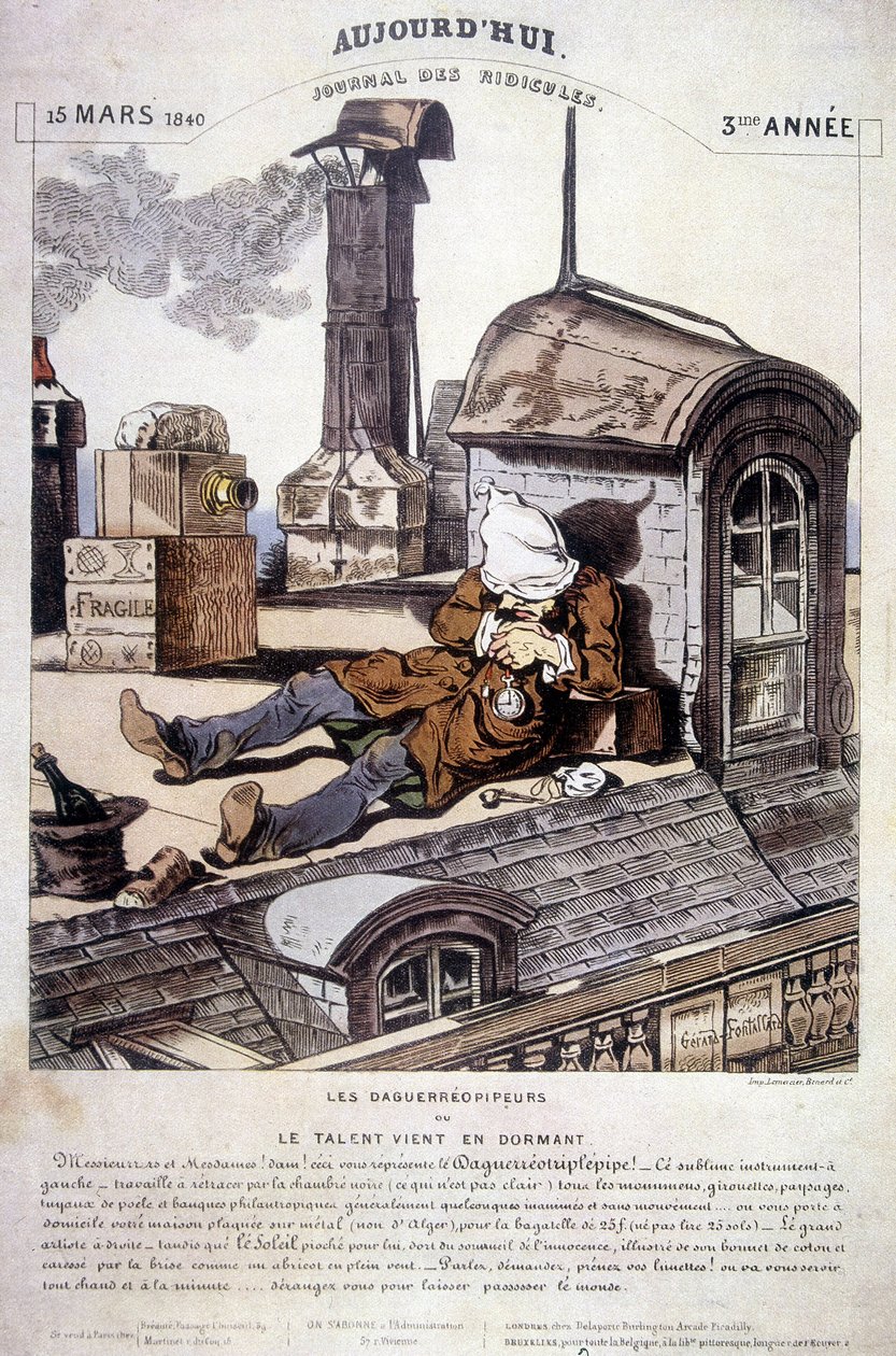 Daguerreopipers of Talent komt in slaap. Ironisch artikel tegen het nieuwe beroep van fotograaf. In "Vandaag, tijdschrift van belachelijkheden", op 15/03/1840. door Unknown artist