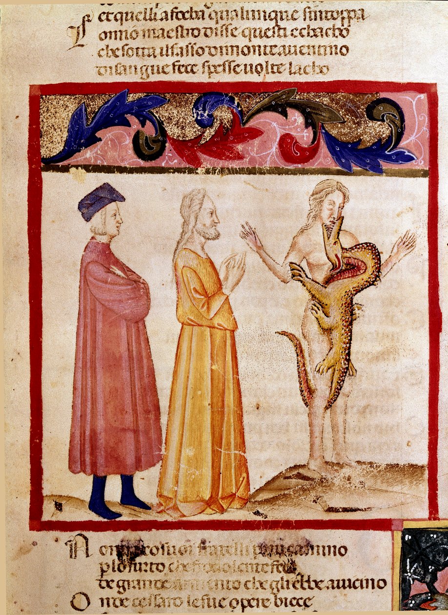 Dante en Vergilius ontmoeten de ziel van een zondaar door Unknown artist