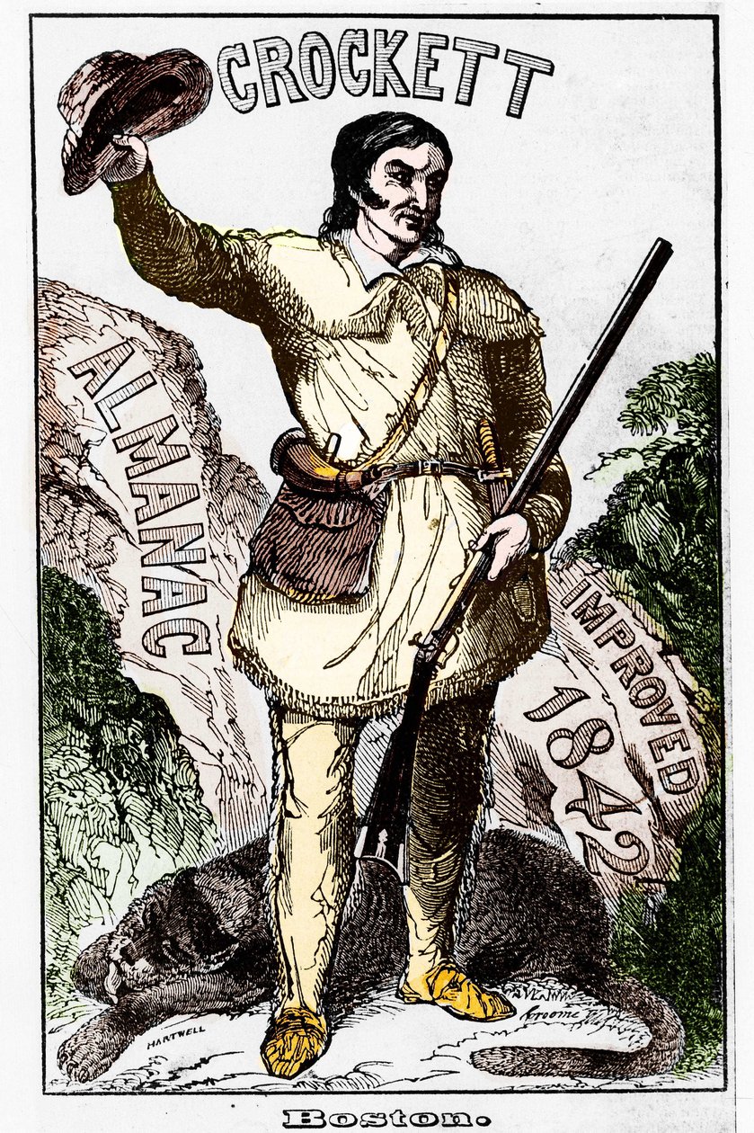 David Crockett (1786-1836), Amerikaanse pionier - Almanak door Unknown artist