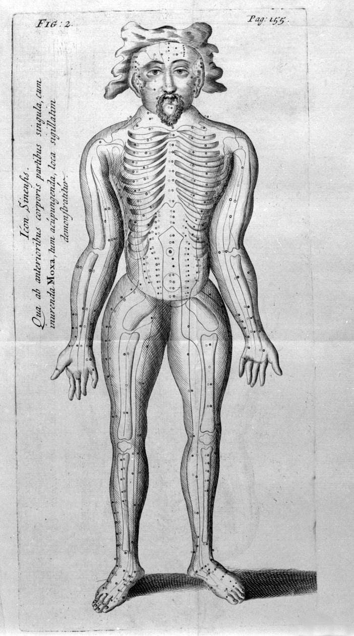 De Acupunctura door W.Ten Rhijne. Londen 1683. Eerste westerse tekst over acupunctuur door Unknown artist