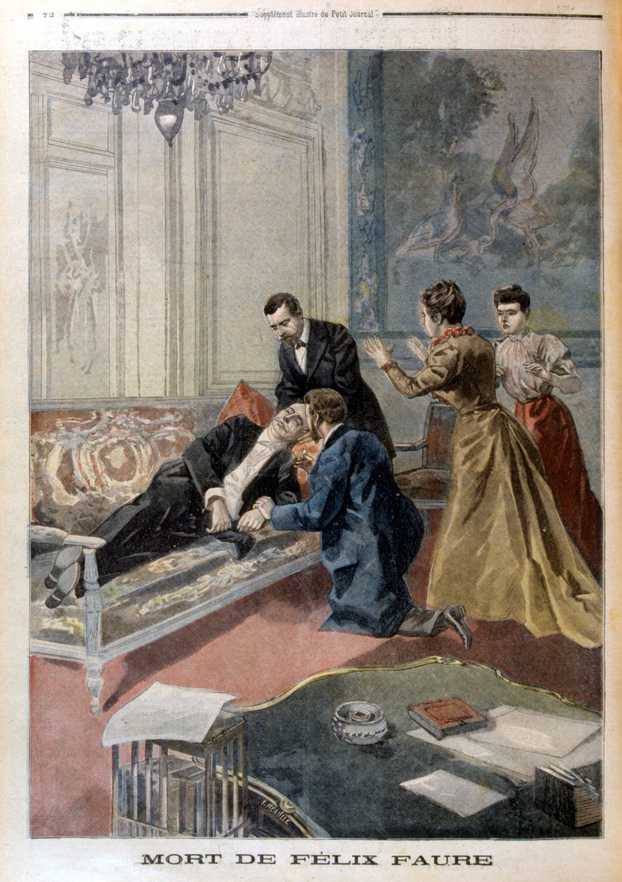 Dood van Félix Faure in de salons van het Elysée - in "Le Petite Journal" van 26/02/1899 door Unknown artist