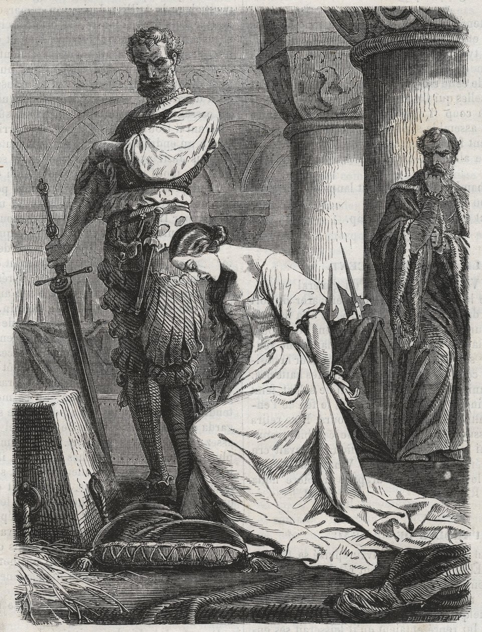 Dood van Katherine Howard, vrouw van Hendrik VIII - gravure 1864 door Unknown artist
