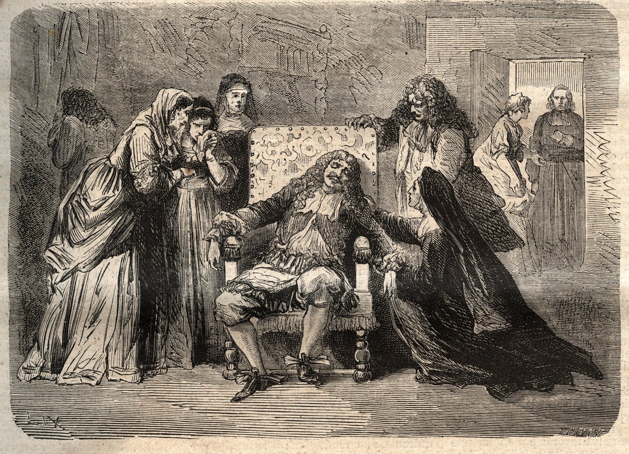 De dood van Molière - Jean Baptiste Poquelin, genaamd Molière (1622-1673), 17 februari door Unknown artist