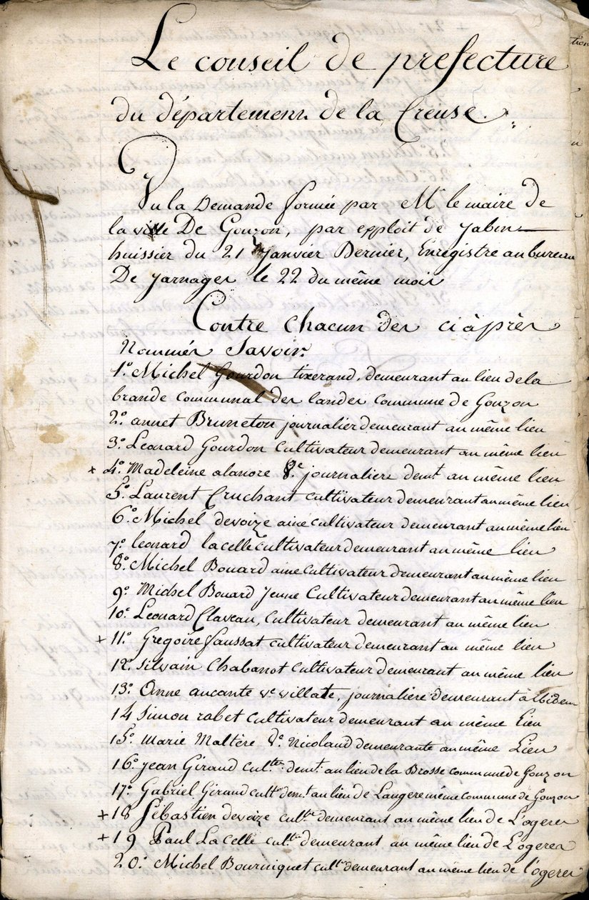 Overleg van de Raad van Prefectuur van Guéret (Creuse) van 23 april 1823 door Unknown artist