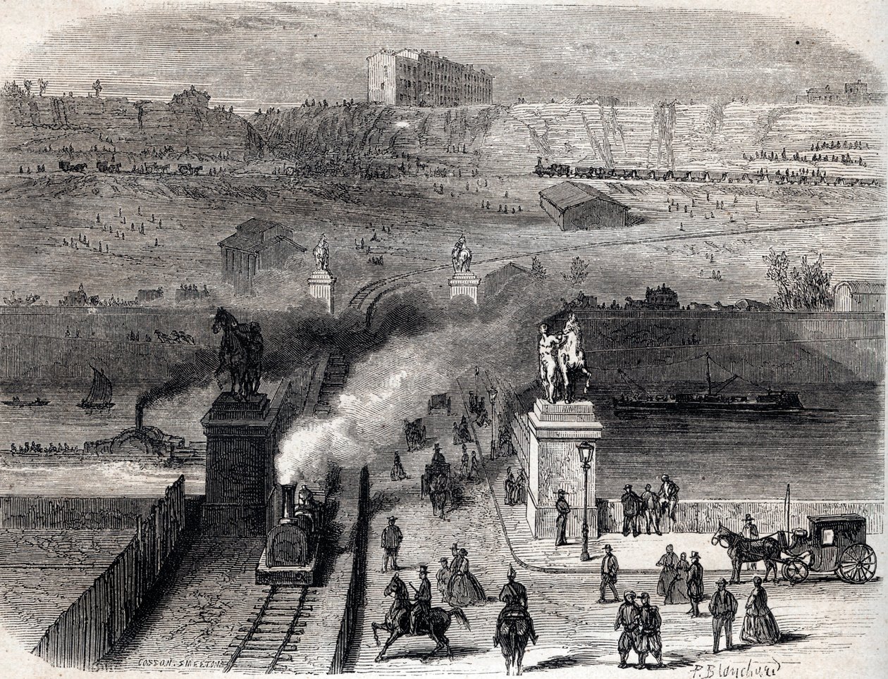 Sloop van de Trocadero in Parijs in 1866 - Sloop van de Trocadero in Parijs in 1866 door Unknown artist