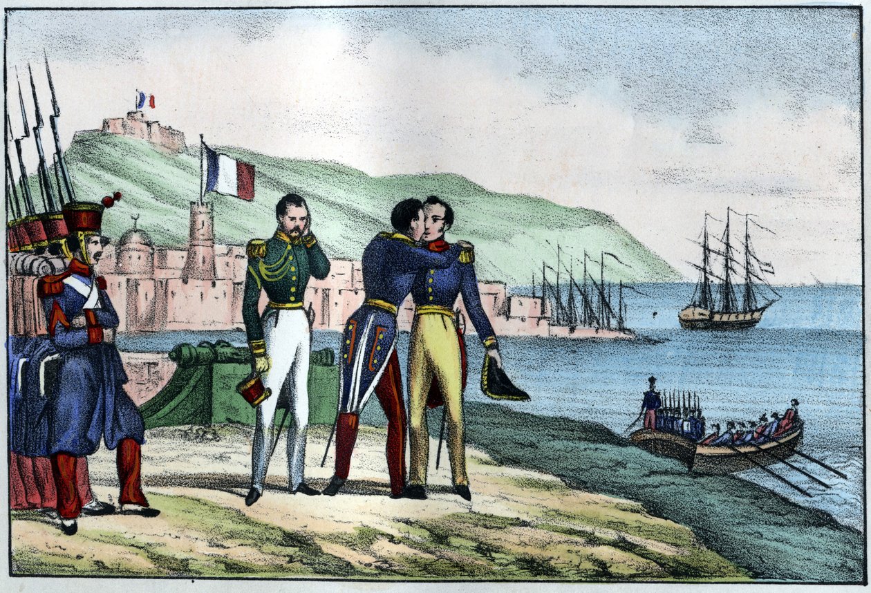 Vertrek van Louis Auguste, Graaf van Bourmont (Maarschalk de Bourmont) (1773-1846) uit Algerije in 1830. in 