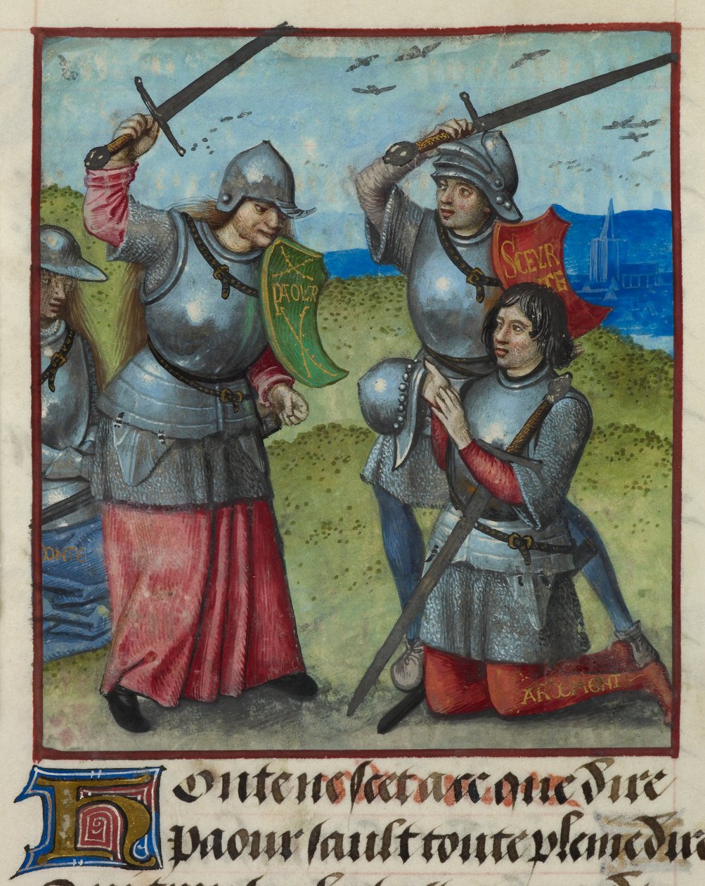 (detail) Peur vecht terwijl Honte toekijkt, uit 