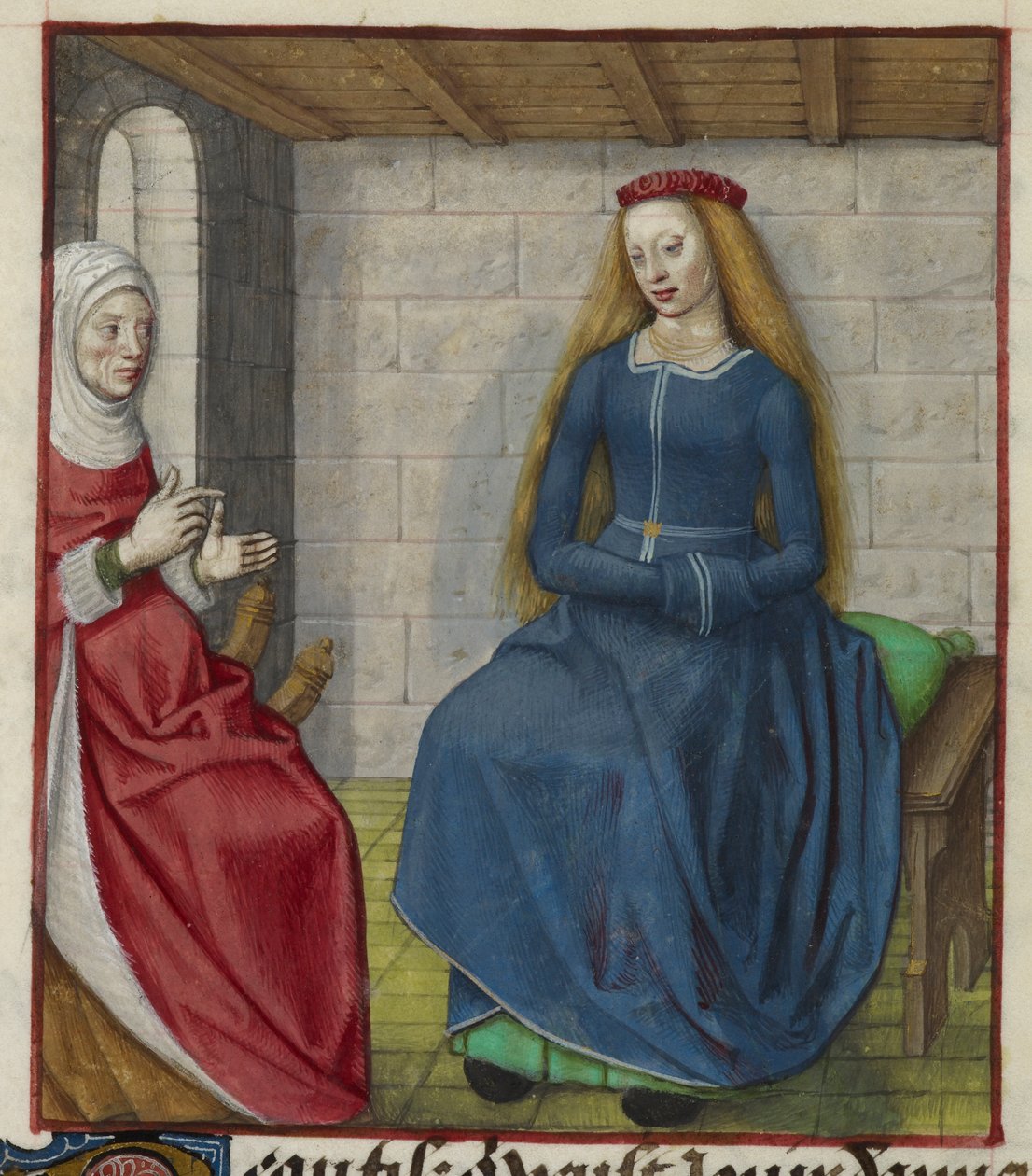 (detail) van een miniatuur van la Vieille (de Duenna) en Bel Accueil (Vriendelijke Ontvangst), uit 