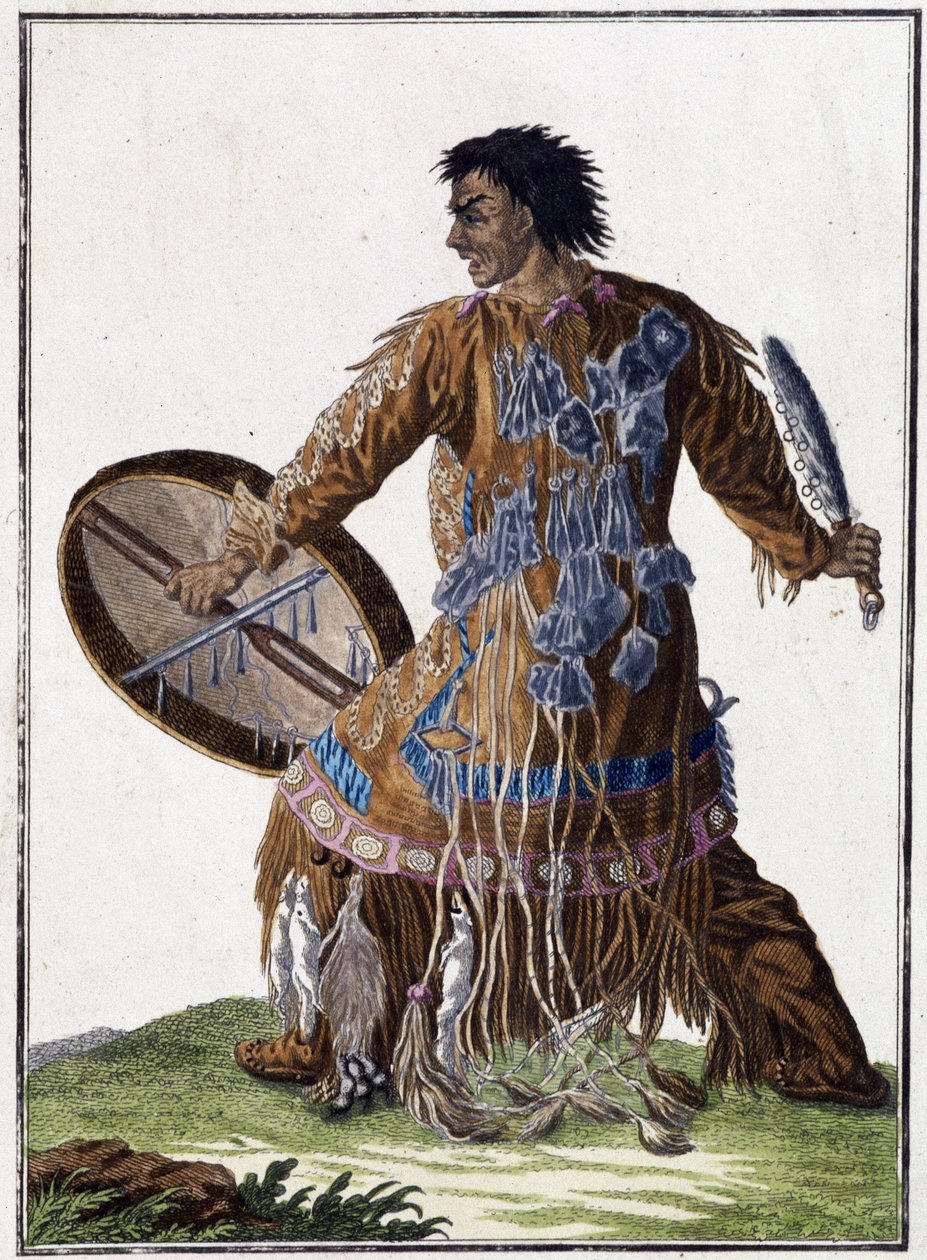 Devin (sjamaan) van Kamtsjatka (Siberië) - gravure, begin 19e eeuw door Unknown artist