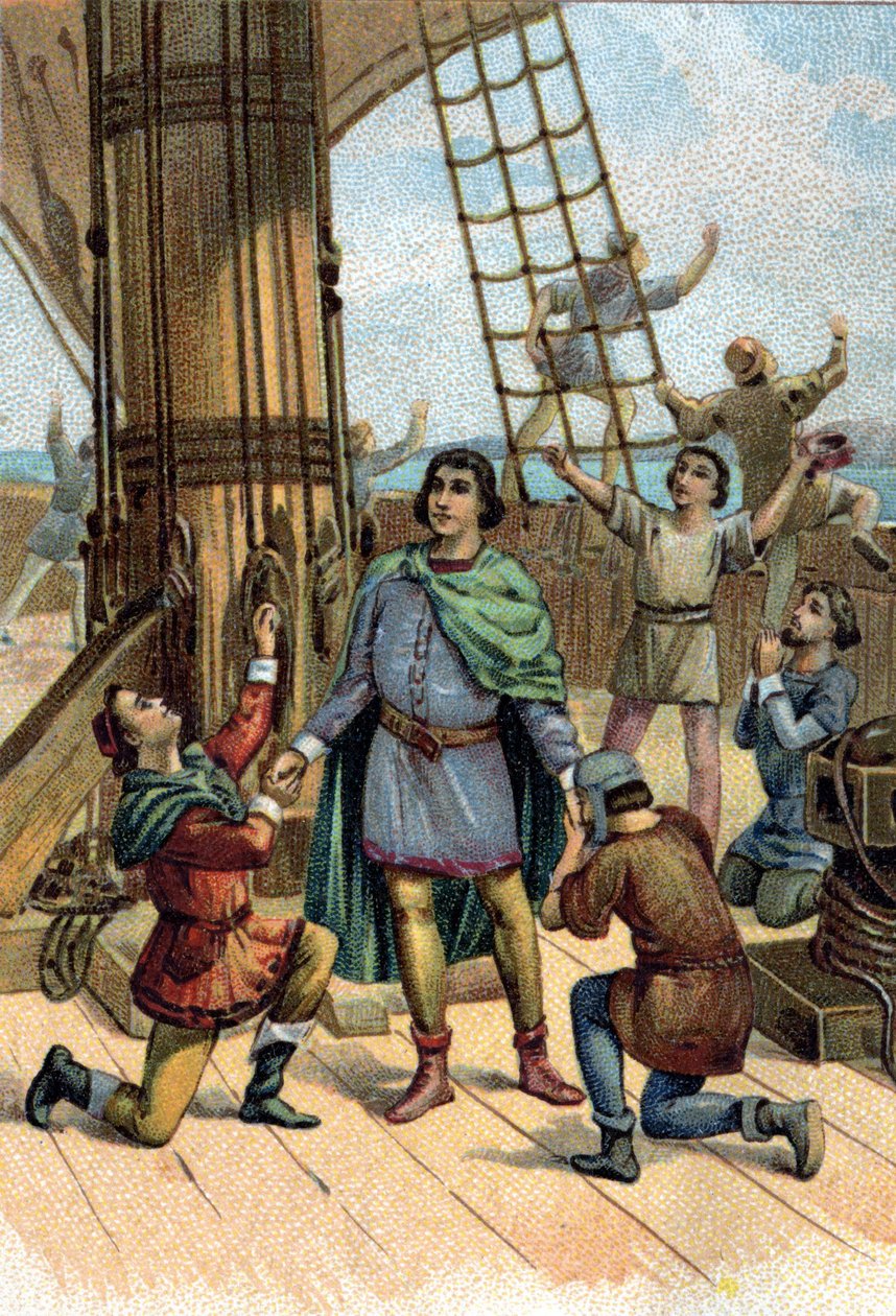 Ontdekking van Amerika door Christoffel Columbus (Cristoforo Colombo) in 1492. door Unknown artist