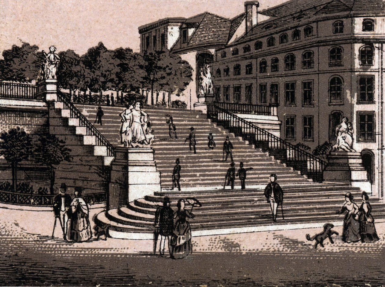 Dresden, Duitsland: uitzicht op het Brühlsche Terras in 