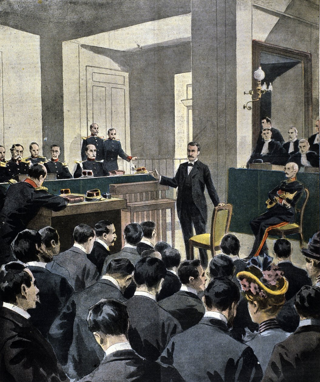 Dreyfus-affaire: getuigenis van luitenant-kolonel Georges Picquart tijdens het proces van schrijver Emile Zola (februari 1898) door Unknown artist