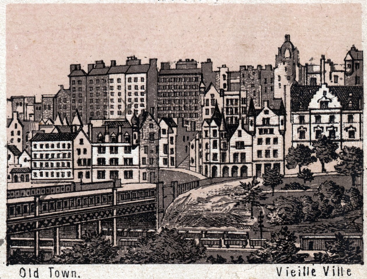 Edinburgh, Schotland: uitzicht op de Oude Stad in Edinburgh. Uit 
