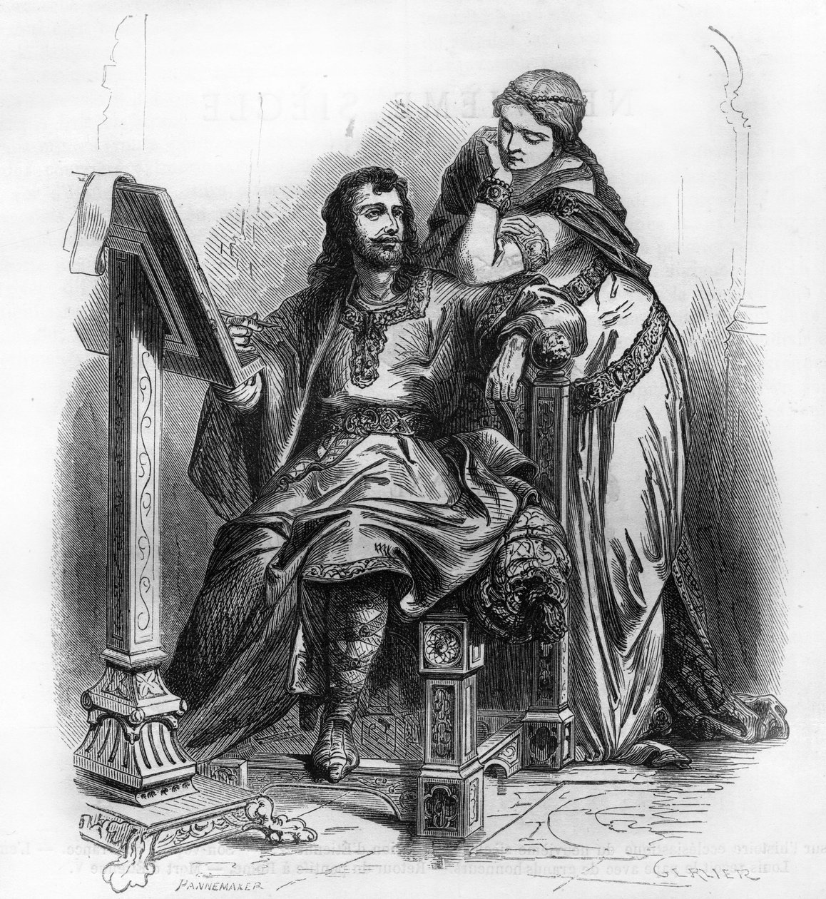 Eginhard (Einhard, Einhart, Einard, 775-840) historicus van de Karolingische periode met Emma (Imma) zijn vrouw. door Unknown artist