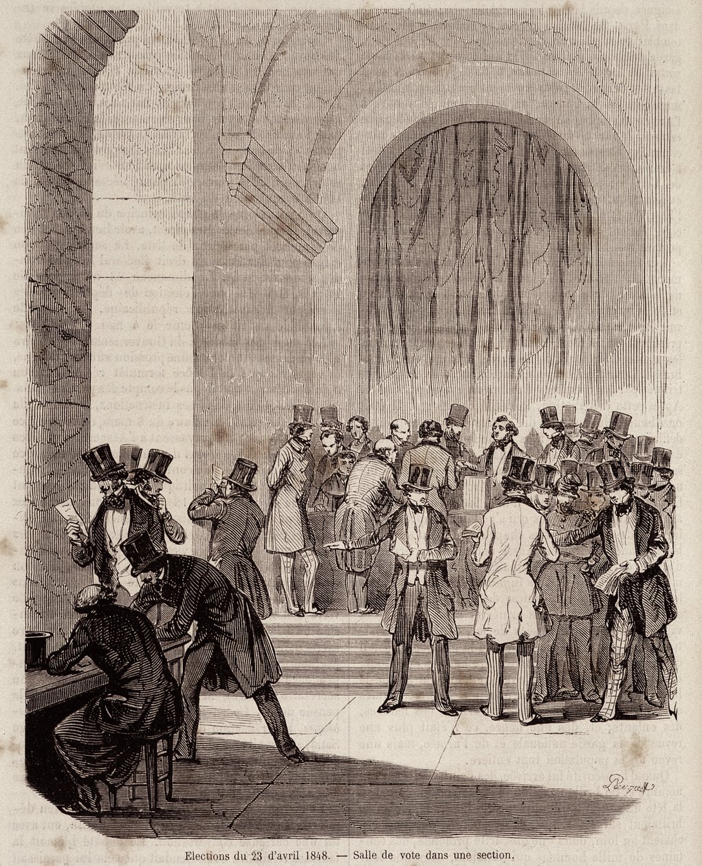 Verkiezingen van 23 april 1848: stemlokaal in een sectie - in 
