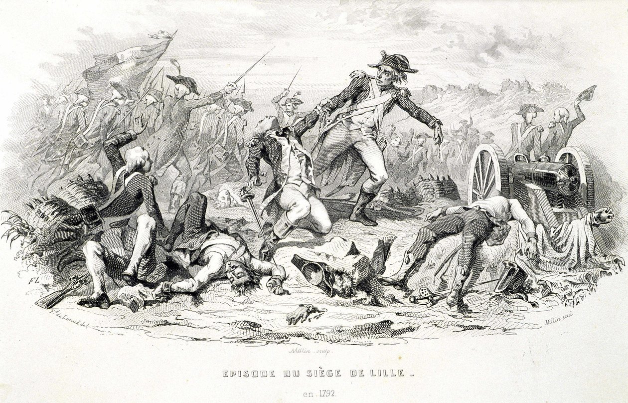 Episode van het beleg van Lille in 1792 - in "Fastes de Gardes nationales de France" door Unknown artist