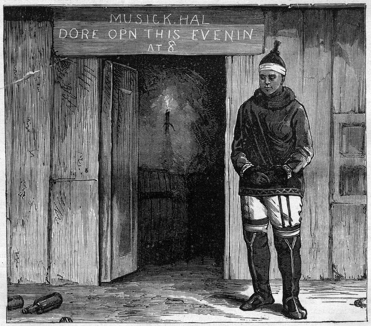 Eskimo van Disko Island (Qeqertarsuaq) Groenland aan het einde van de 19e eeuw (gravure uit 1884) door Unknown artist