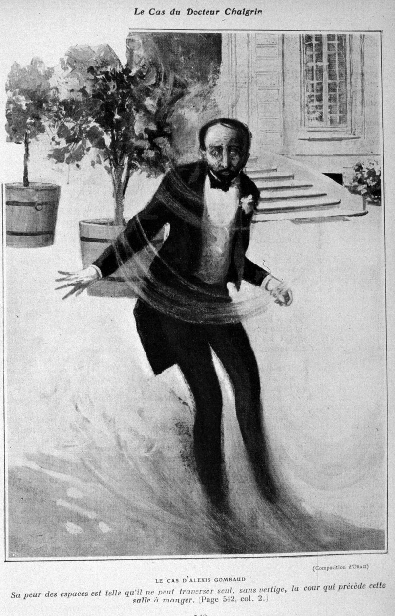 Voorbeeld van agorafobie of angst voor open ruimtes. Het geval van Alexis Gombaud die niet alleen de binnenplaats van zijn huis kon oversteken. door Unknown artist