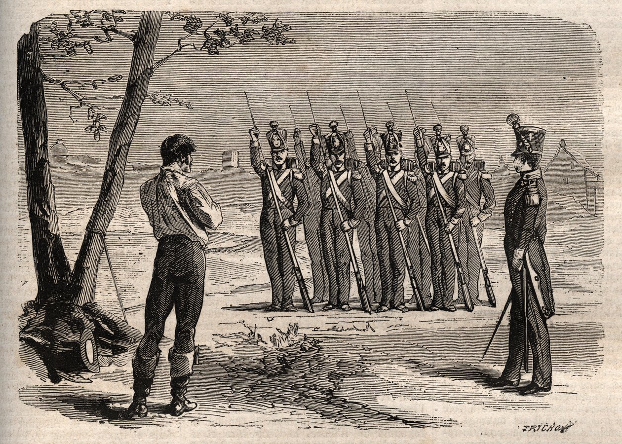 Executie van de Franse kolonel Charles de Labedoyere (1786-1815) doodgeschoten in Parijs op 19 augustus door Unknown artist