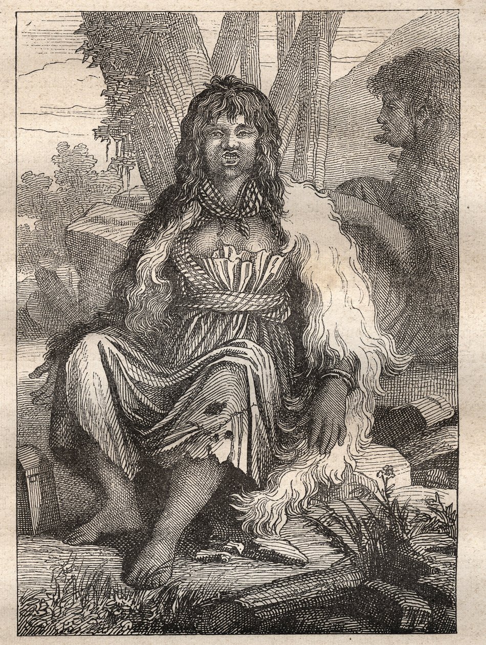 Expeditie rond de wereld (1785-1788) door Jean Francois Galaup de La Perouse (1741-1788): typen vrouwen van de haven van de Fransen (Alaska) - illustratie uit 